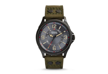 Bracelet de montre Fossil FS4979 Cuir/Textile Vert 22mm